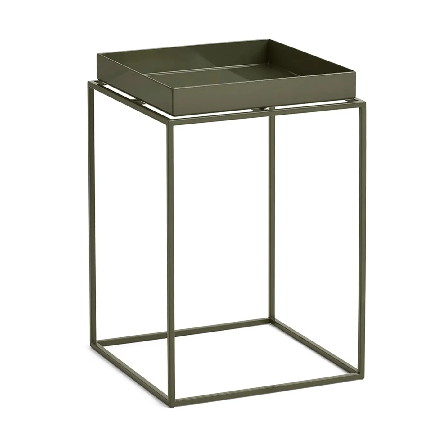 HAY Tray Table mittelhoher Beistelltisch Olivgrün, 30x30x44 cm