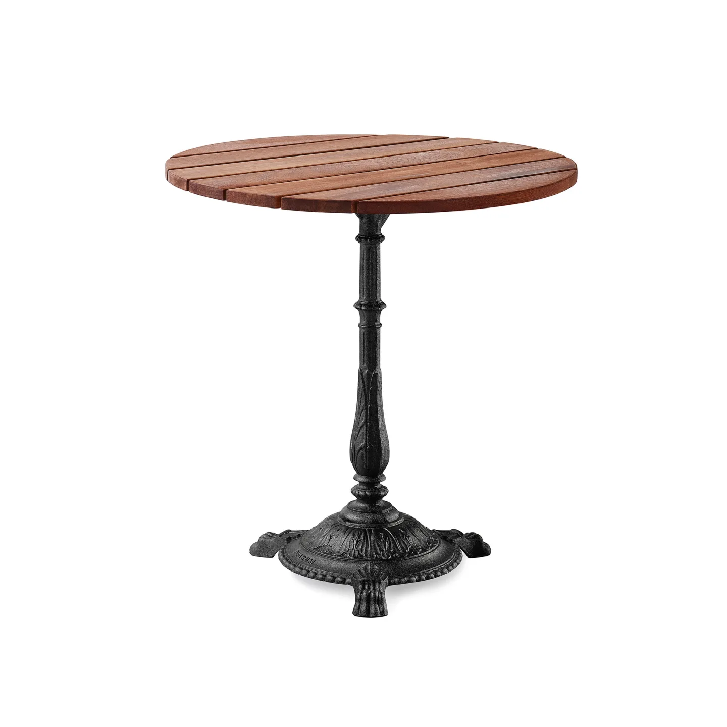 Byarums Bruk - Bord Classic Café Ø70cm 3-tass – Oljad Mahogny/Svartlackerad Aluminium - Matbord utomhus - Svart - Metall/Trä
