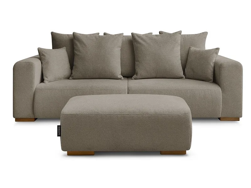3er Sofa mit Hocker BOBOCHIC SIDONIE Stoff chiniert taupe