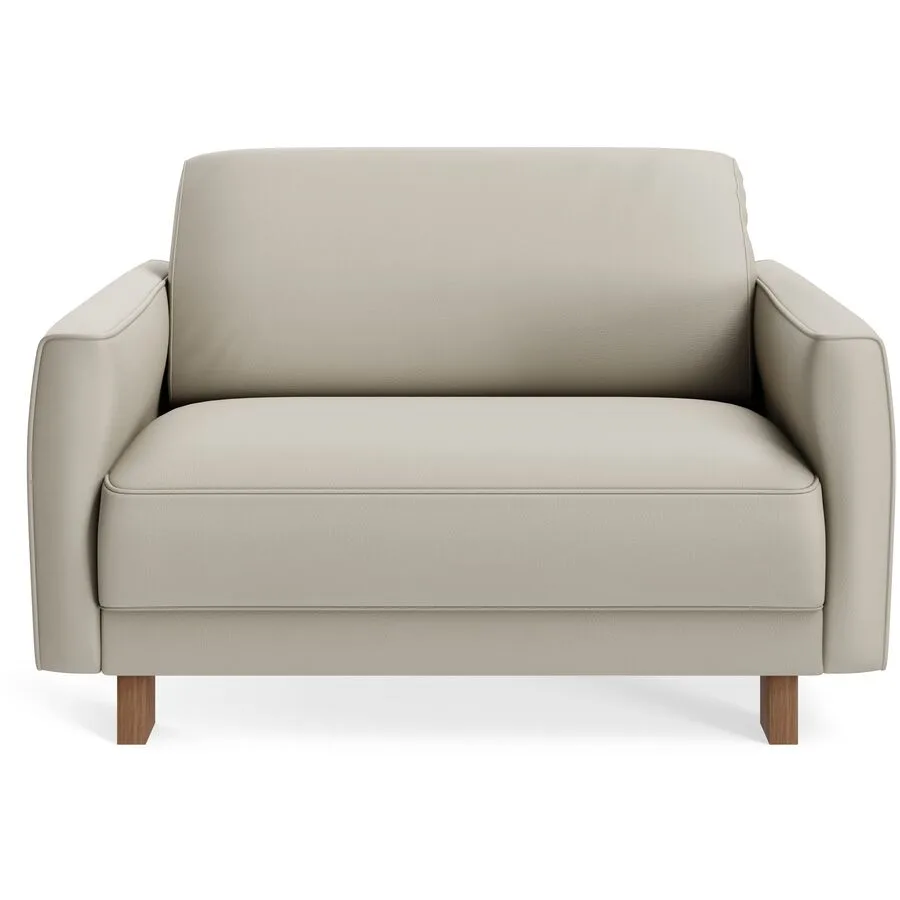 Sessel Avena Grau Leder, Walnuss B 117 T 96 H 74 cm - Möbel Konfigurator: Traummöbel individuell zusammenstellen