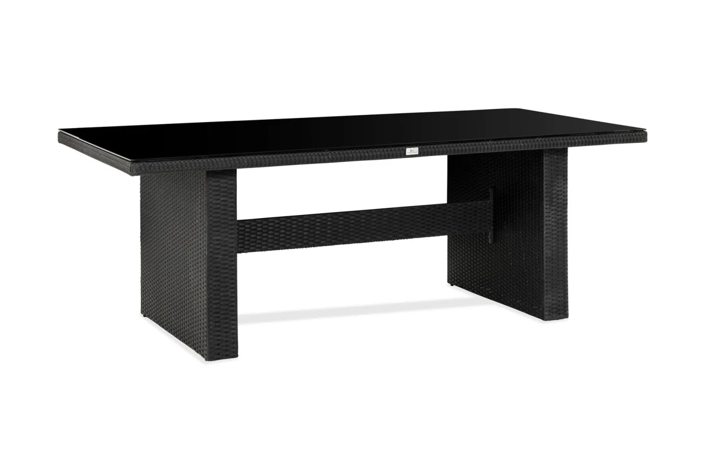 Majestic Matbord Utomhus 210x100 cm – Utebord i konstrotting med bordsskiva i Glas för Trädgård och Altan - Svart