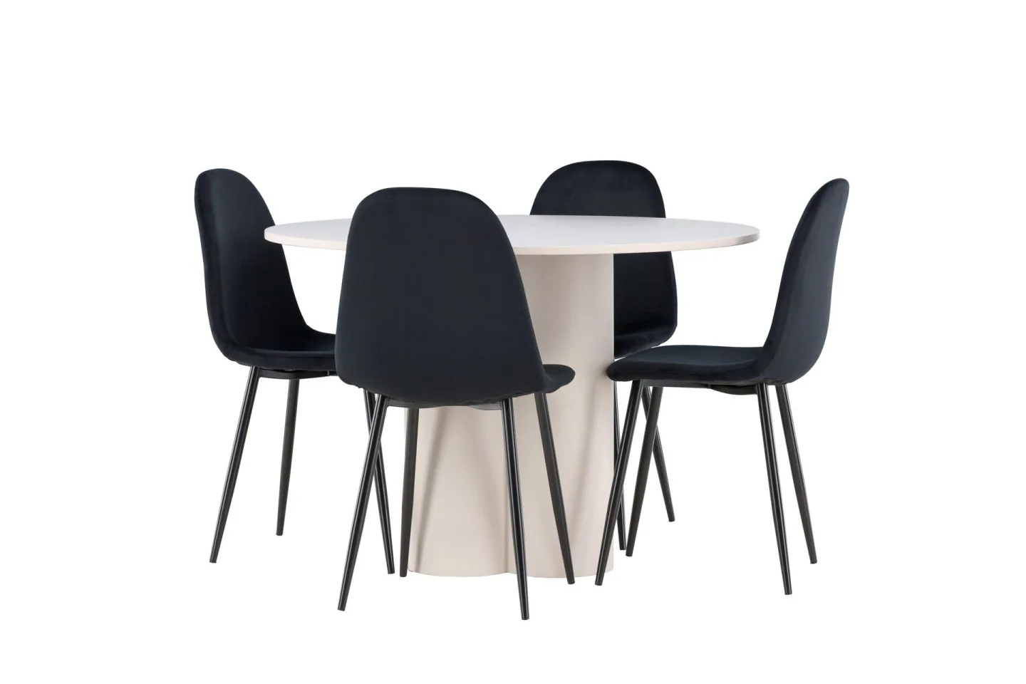 Olivia Matgrupp 110 cm Rund med 4 Polar stolar - Beige/Svart
