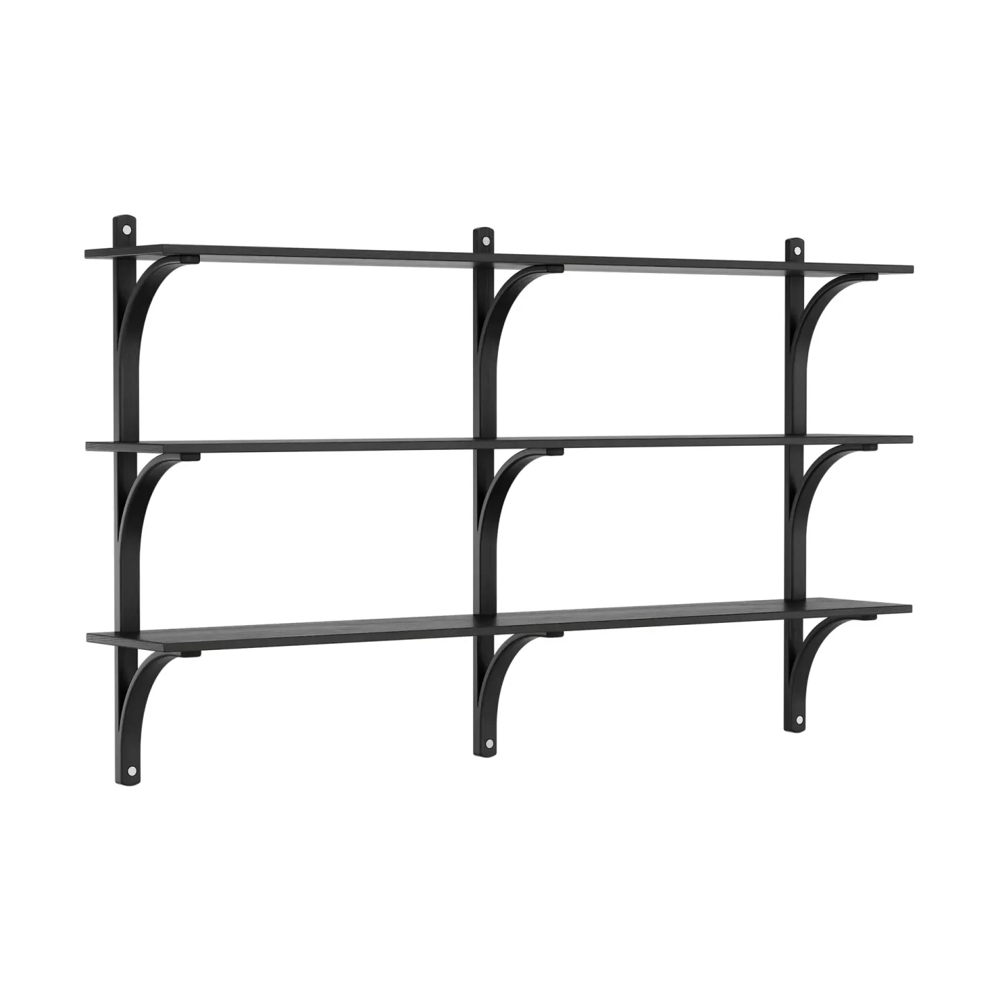 Swedese Levi Regal 3 Fachboden Schwarz lasiertes Esche-Aluminium, 180 cm
