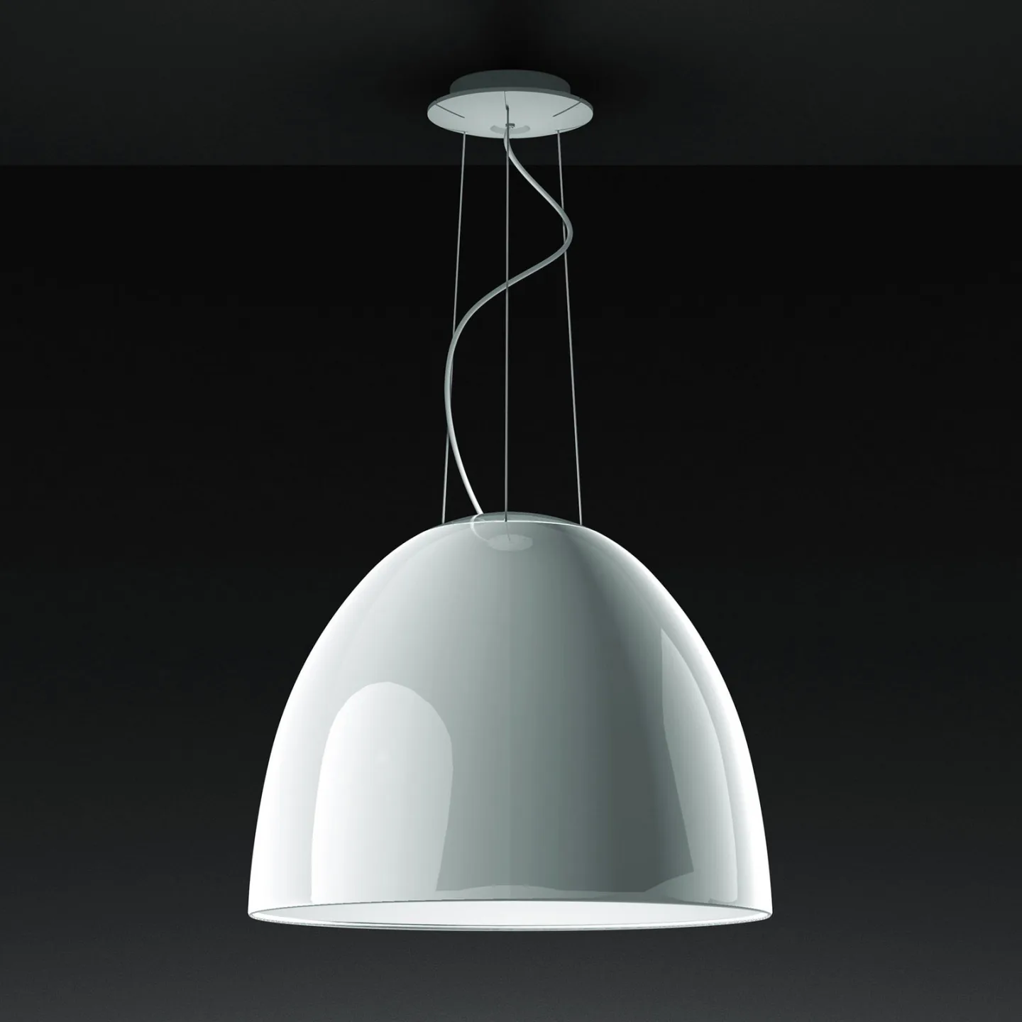 Nur Gloss S Pendelleuchte Weiß - Artemide - Wohnzimmer - Design - Metall - Einflammig