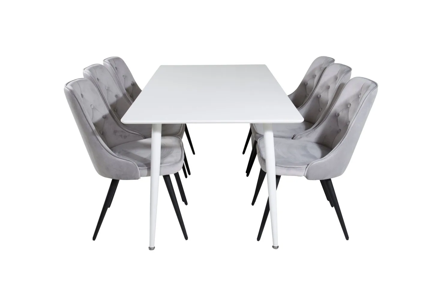 Polar Matgrupp 180 cm Rektangulär med 6 Velvet Deluxe stolar - Svart
