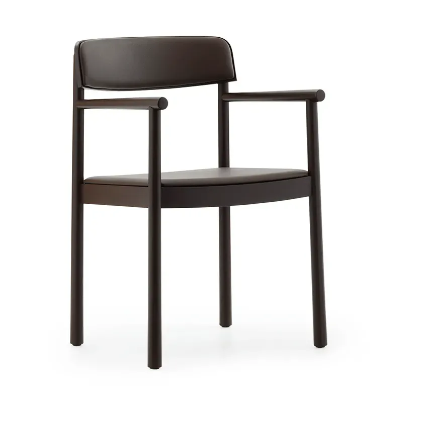 Normann Copenhagen Timb Armlehnenstuhl Brown ash-Ultra Leather Chocolate