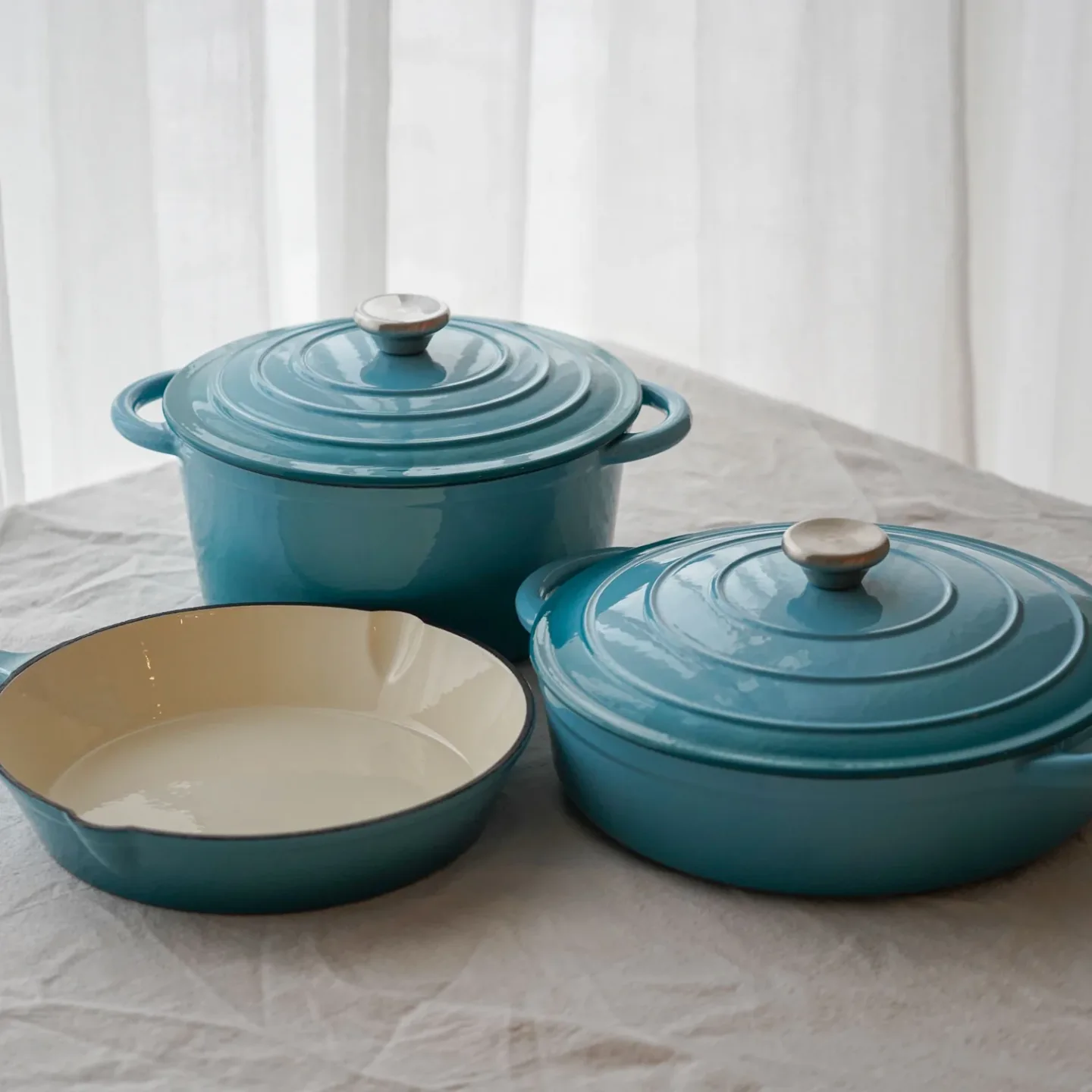 Qookware.dk - Støbejernssæt - Allround Set - Artic Blue (3 dele)