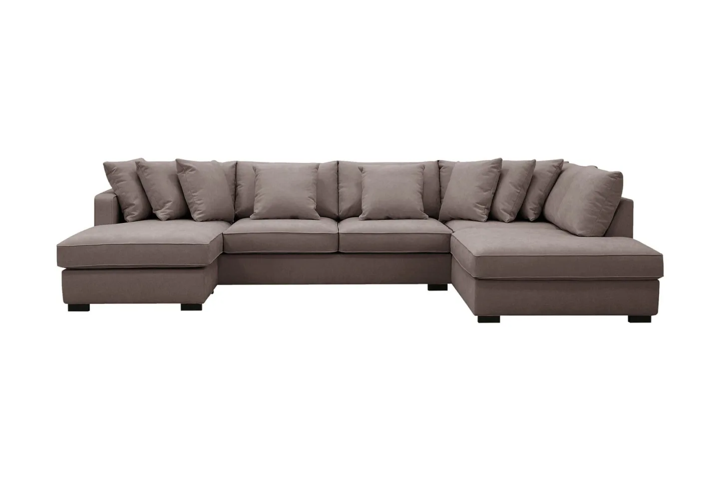 Rossita 5-sits Högervänd U-formad Djup Soffa med Divan och Schäslong i Tyg - Brun