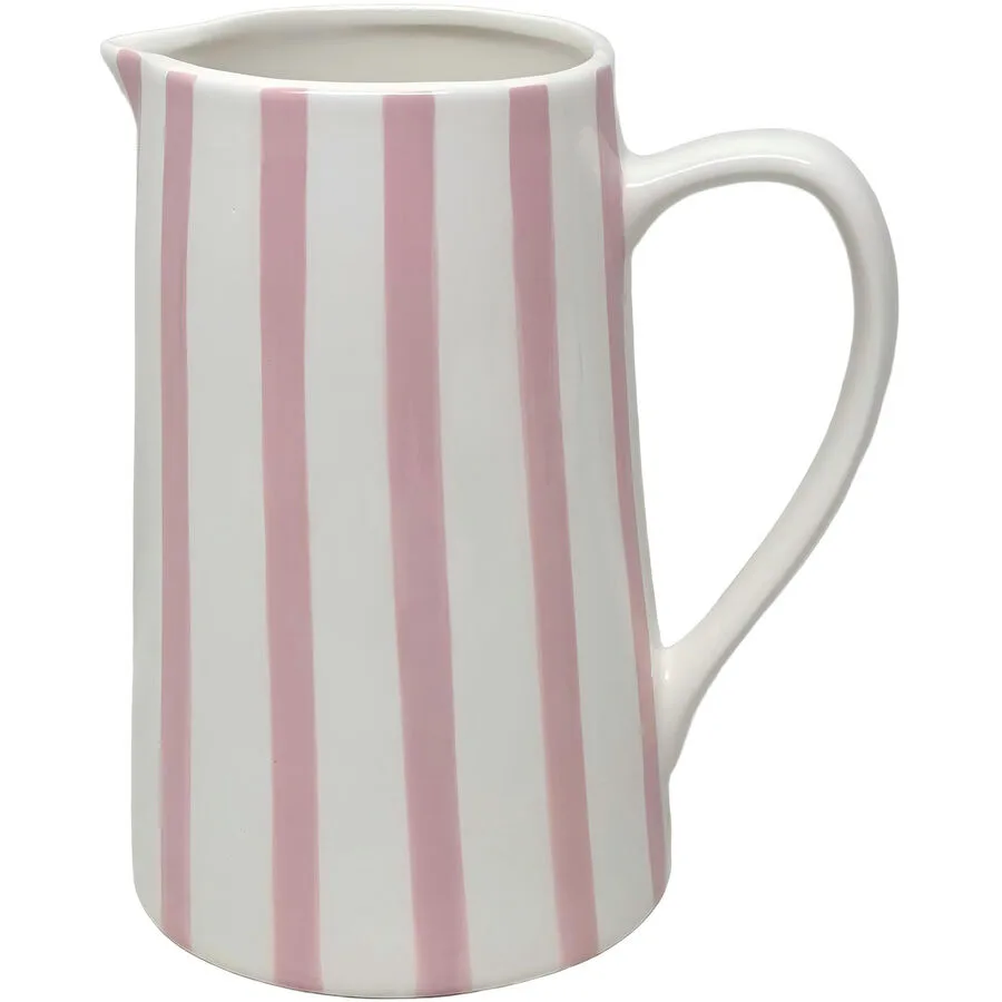 Krug Stripes rosa / weiss Keramik B 18 cm H 21.5 cm 2 l