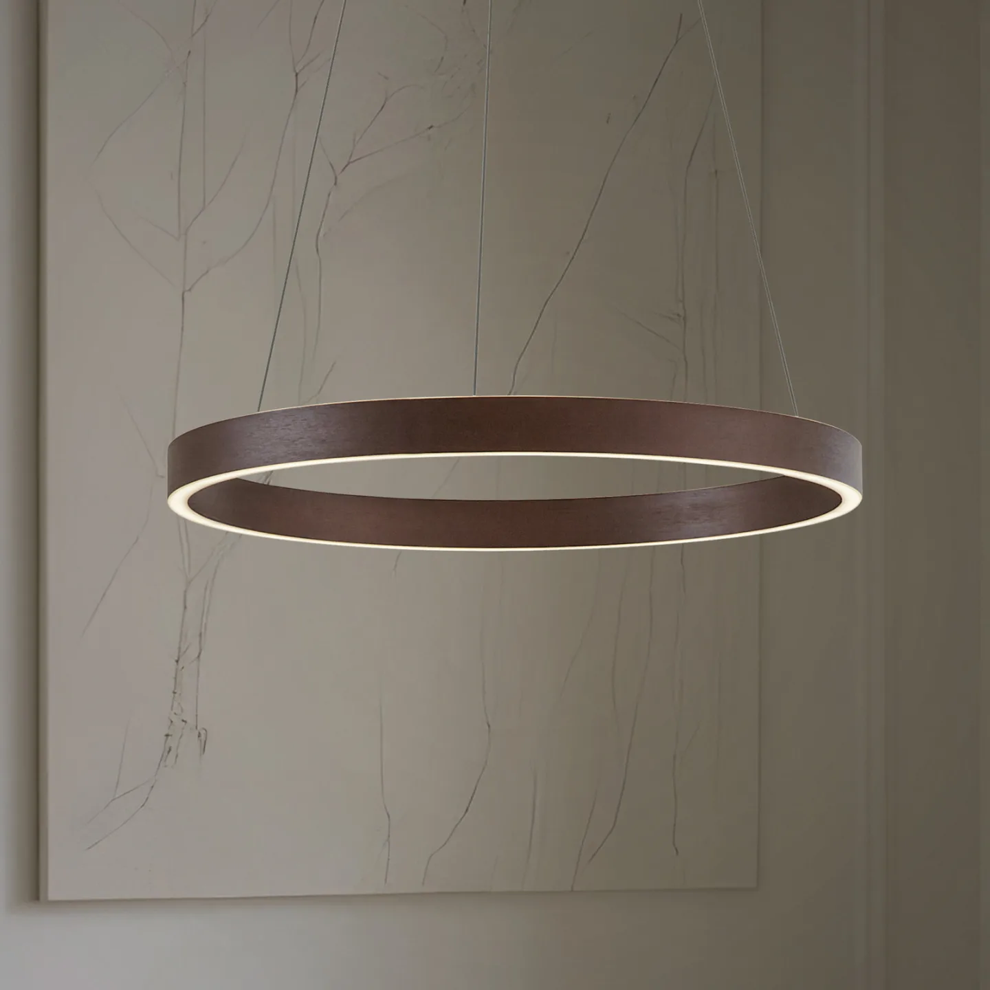 Yonam LED-Hängeleuchte, Ø 60cm, 1-flg., braun, CCT - Lucande - Esszimmer - Modern - Metall - Einflammig