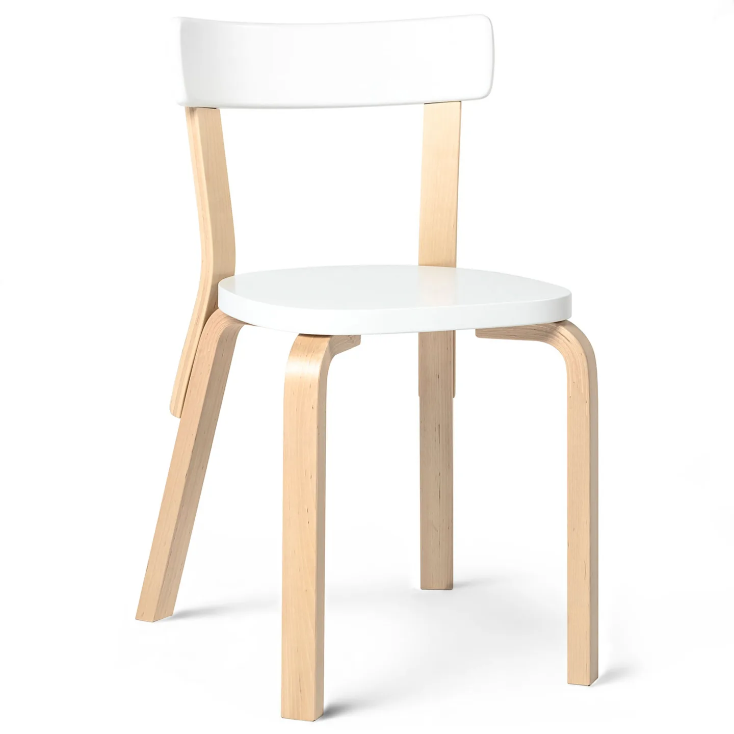 Artek - Stol 69 - Klarlackad björk/Vitlackad björk - Matstolar - Alvar Aalto