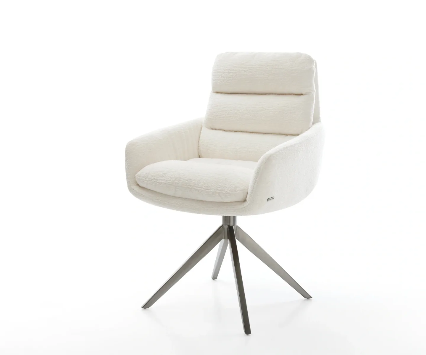 Drehstuhl Abelia-Flex mit Armlehnen Bouclé Soft Beige Kreuzgestell breit Graphit 360° drehbar Wippfunktion