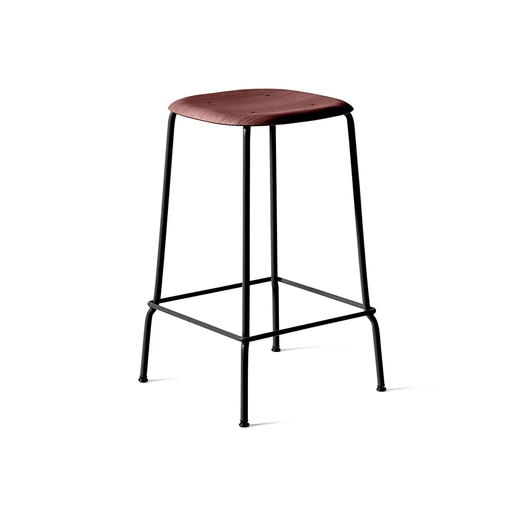 HAY Soft Edge 30 Low barpall Fall red, svart stålstativ