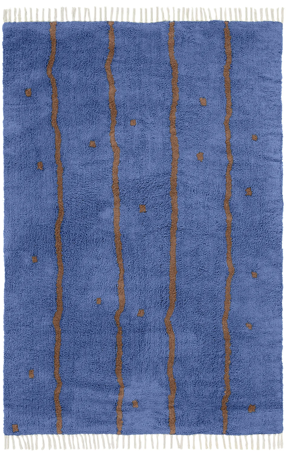 Ryetepper - Leora Natural Cotton Shaggy (blå/brun) (Størrelse: 200 x 290 cm)