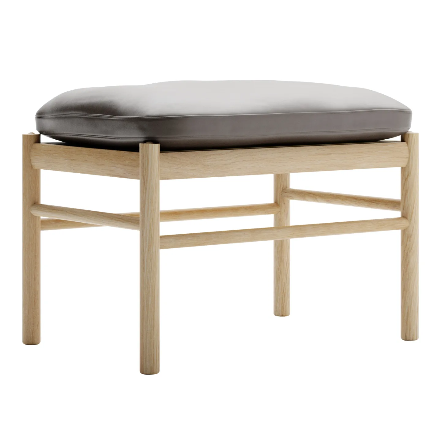 Carl Hansen - OW149F - Colonial Footstool, Oljad Ek, Lädergrupp B Thor - 306 - Fotpallar - Ole Wanscher - Brun - Läder/Trä
