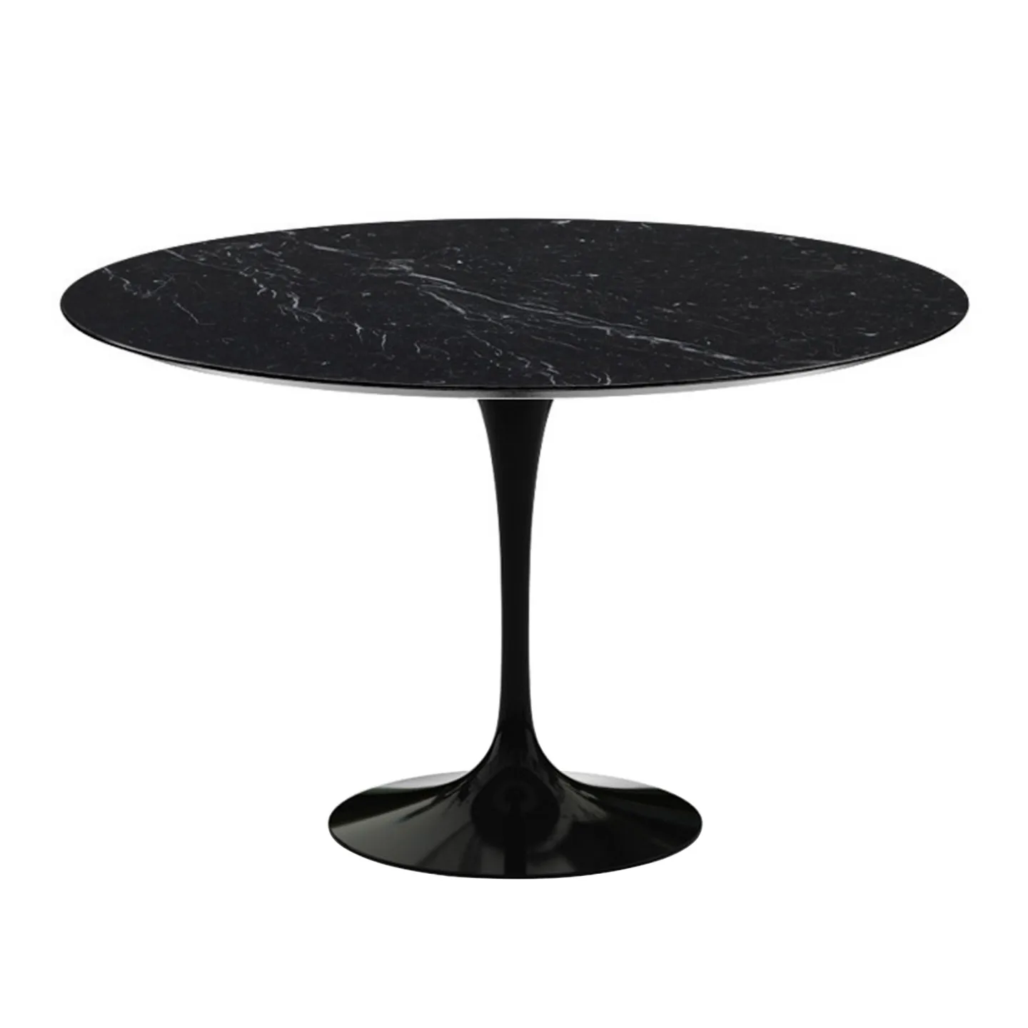 Knoll - Saarinen Round Table Matbord Ø 120 cm - Svart/Glansig Nero Marquina marmor - Matbord - Eero Saarinen - Svart - Metall/Sten