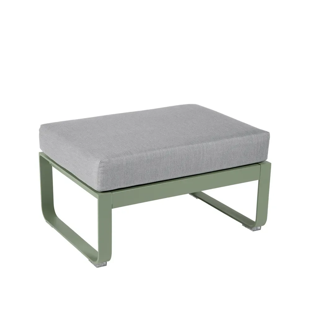 Fermob Bellevie 1-sits fotpall Cactus (grön), flannel grey dyna