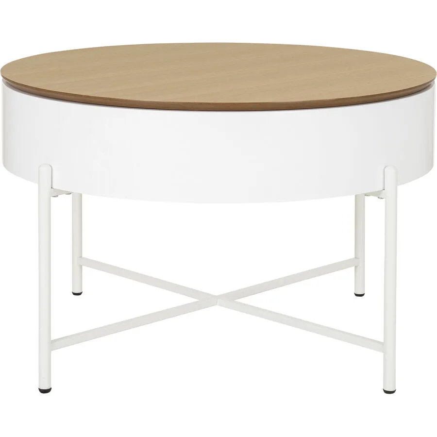 Salontisch Aini weiss, natur Metall, Eiche B 84 T 84 cm