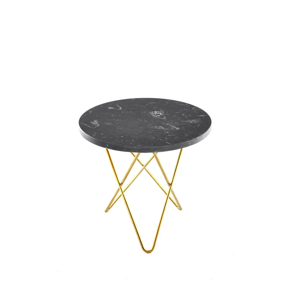 OX Denmarq Mini O Table Couchtisch Marmor marquina, Messinggestell