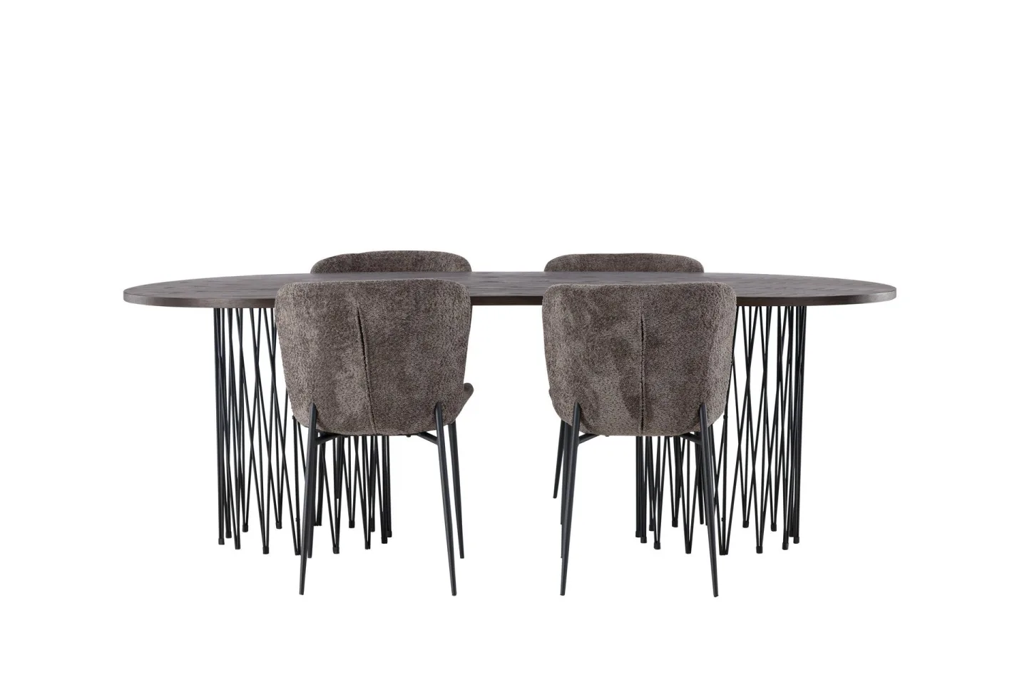 Stone Matgrupp 220 cm Oval med 4 Modesto stolar - Mörkgrå