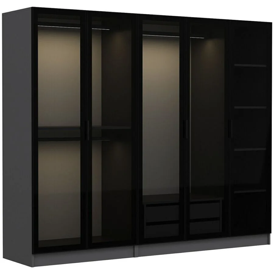 Kleiderschrank Uyumak anthrazit Melamin B 225 cm
