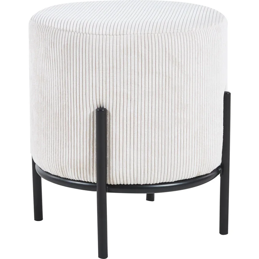 Hocker Sarina Weiss, Schwarz Stoff, Metall B 35 H 38 cm