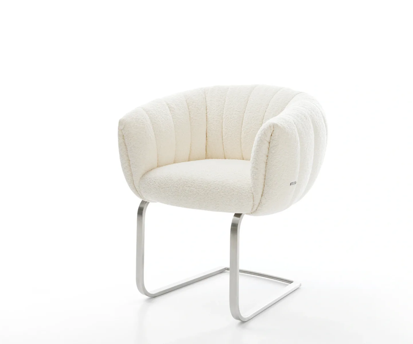 Freischwinger Jada-Flex Bouclé Weiß Freischwinger flach Edelstahl Taschenfederkern