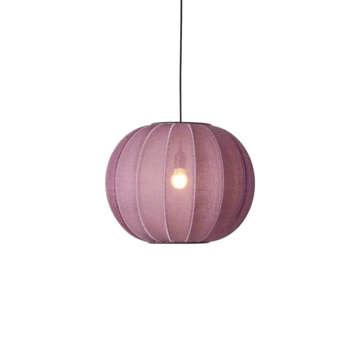Knit-Wit 45 Round LED Pendelleuchte Burgundy - Made By Hand - Schlafzimmer - Stoff / Textil