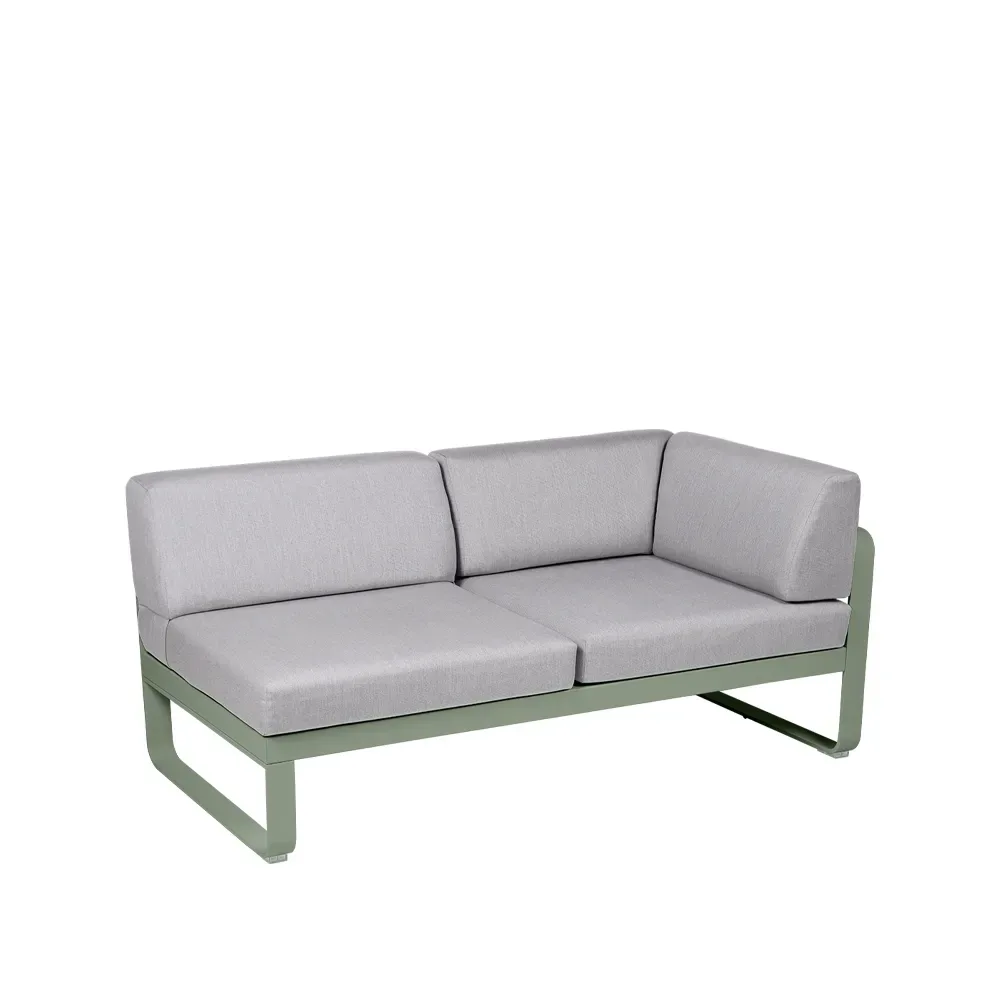 Fermob Bellevie Corner modulsoffa 2-sits Cactus (grön), flannel grey dyna, höger