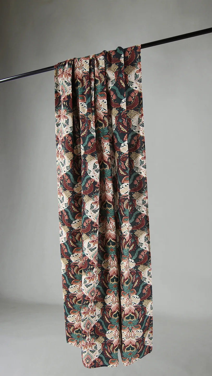 Gardiner - Bomullsgardin Paula (blå/multi) (Størrelse: 140 x 250 cm)