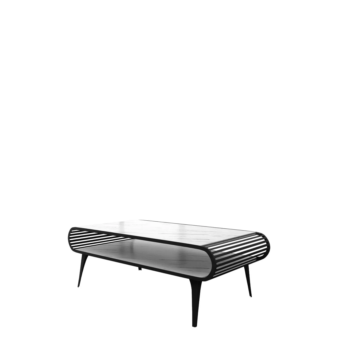 Salvaris Soffbord 120 cm - Svart med vit marmordekor