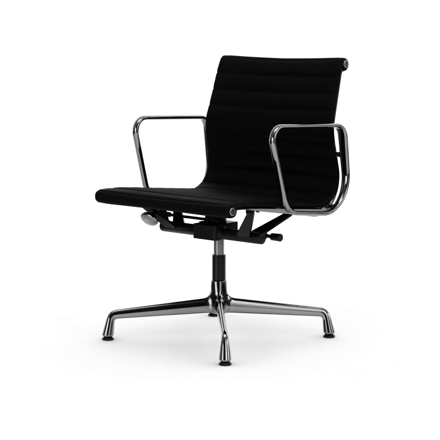 Vitra EA132 Aluminium Chair kontorsstol felt glides 66 nero leather L50-chrome