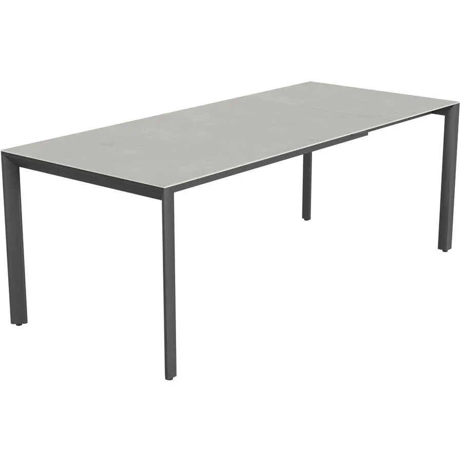 Gartentisch ausziehbar Tropea Schwarz matt / Lunar Mineralkeramik/Stahl pulverbeschichtet B 140 T 90 cm - Möbel Konfigurator: Traummöbel individuell