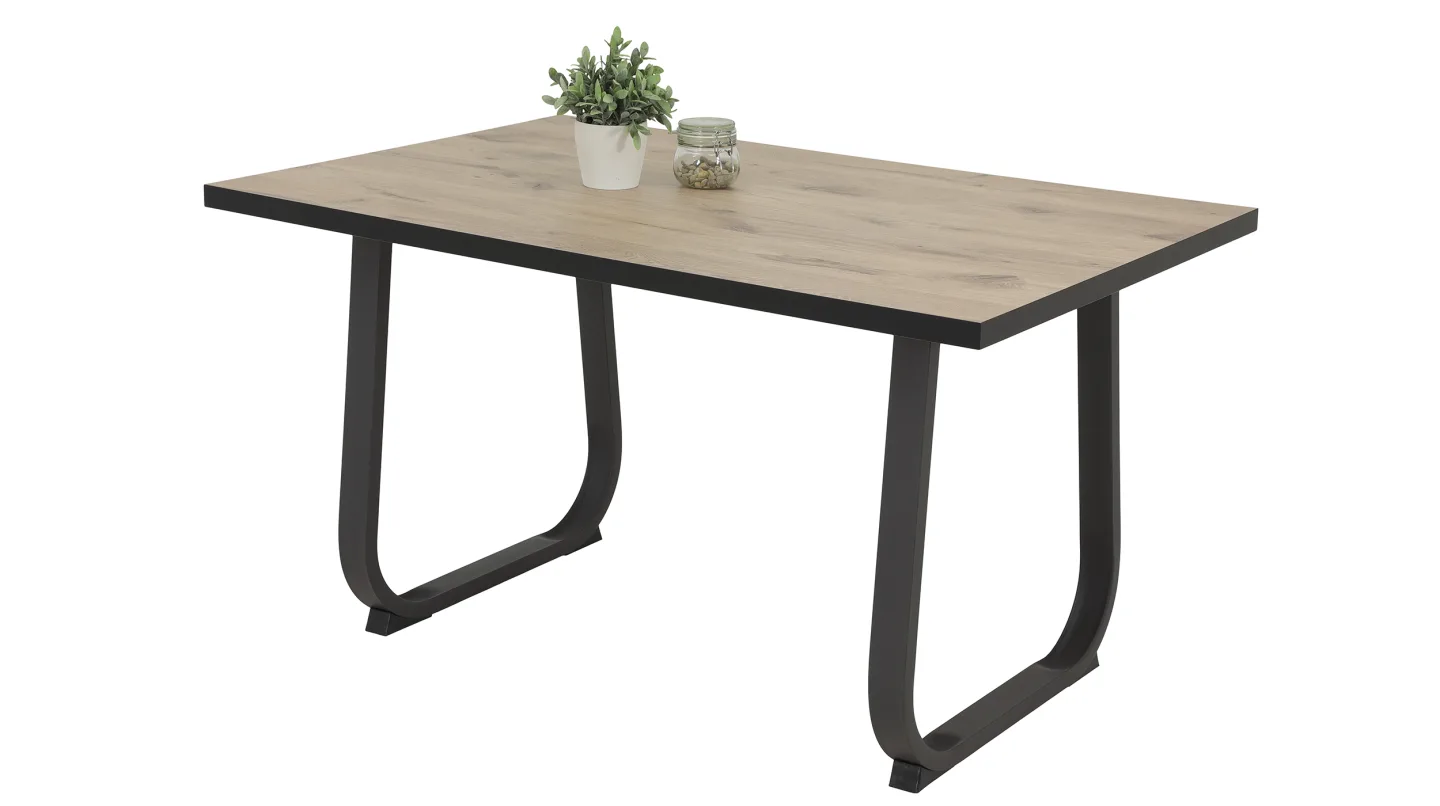 Esstisch 140 x 90 cm - Viking Oak Eiche - Metallkufen - LUISE