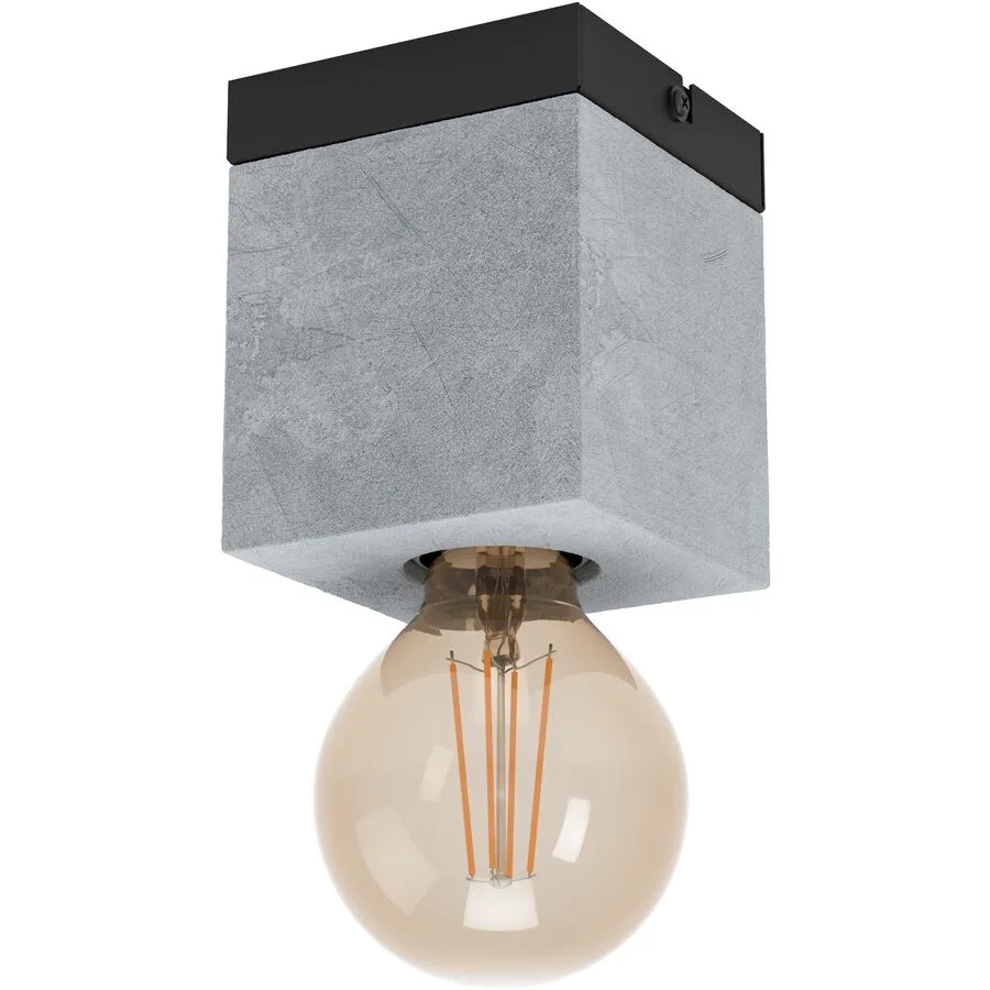 Eglo Deckenlampe Prestwick 3 Grau/Schwarz Beton/Stahl 9 cm 9 cm - Farbe: Schwarz/Grau - Material: Stahl/Beton