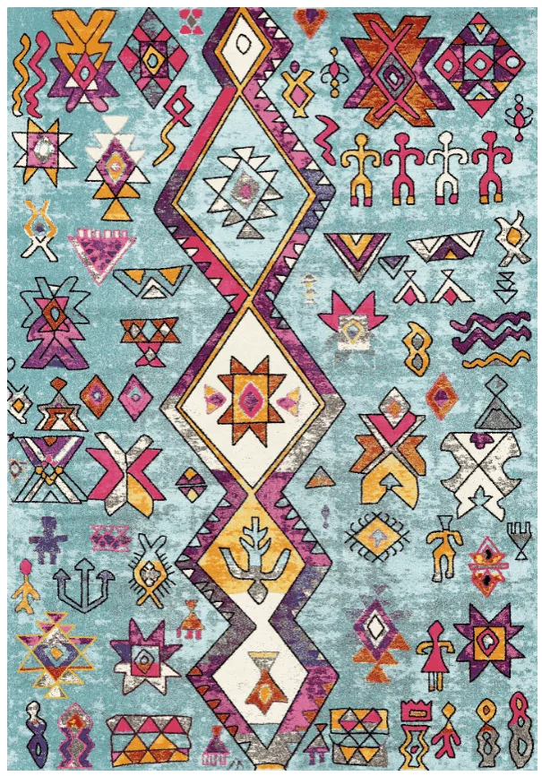 Wilton-teppe - Misare (blå/multi) (Størrelse: 200 x 280 cm)