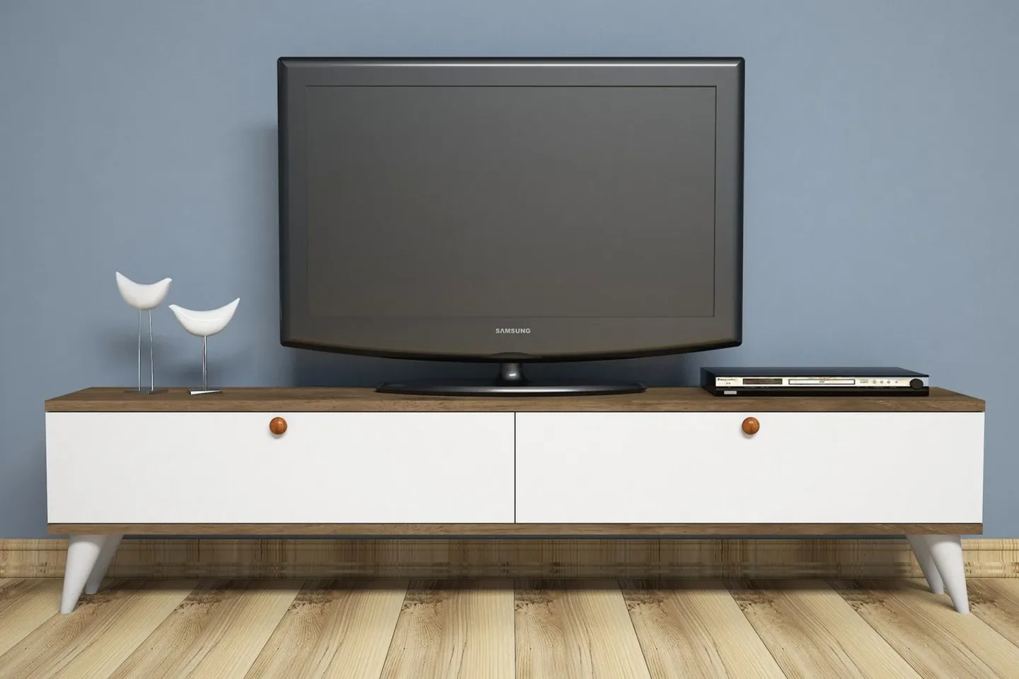 Gersby TV-Bänk 160 cm - Vit/Brun