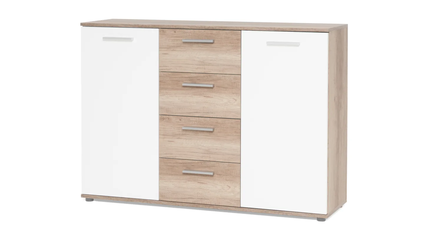 Kommode Sonoma Eiche - weiß 120 x 85 cm 2-türig - JACKY