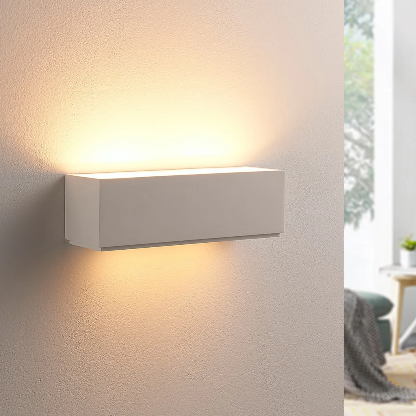 Benno Wandleuchte White - Lindby - Wohnzimmer - Modern - Gips / Ton - Eckig