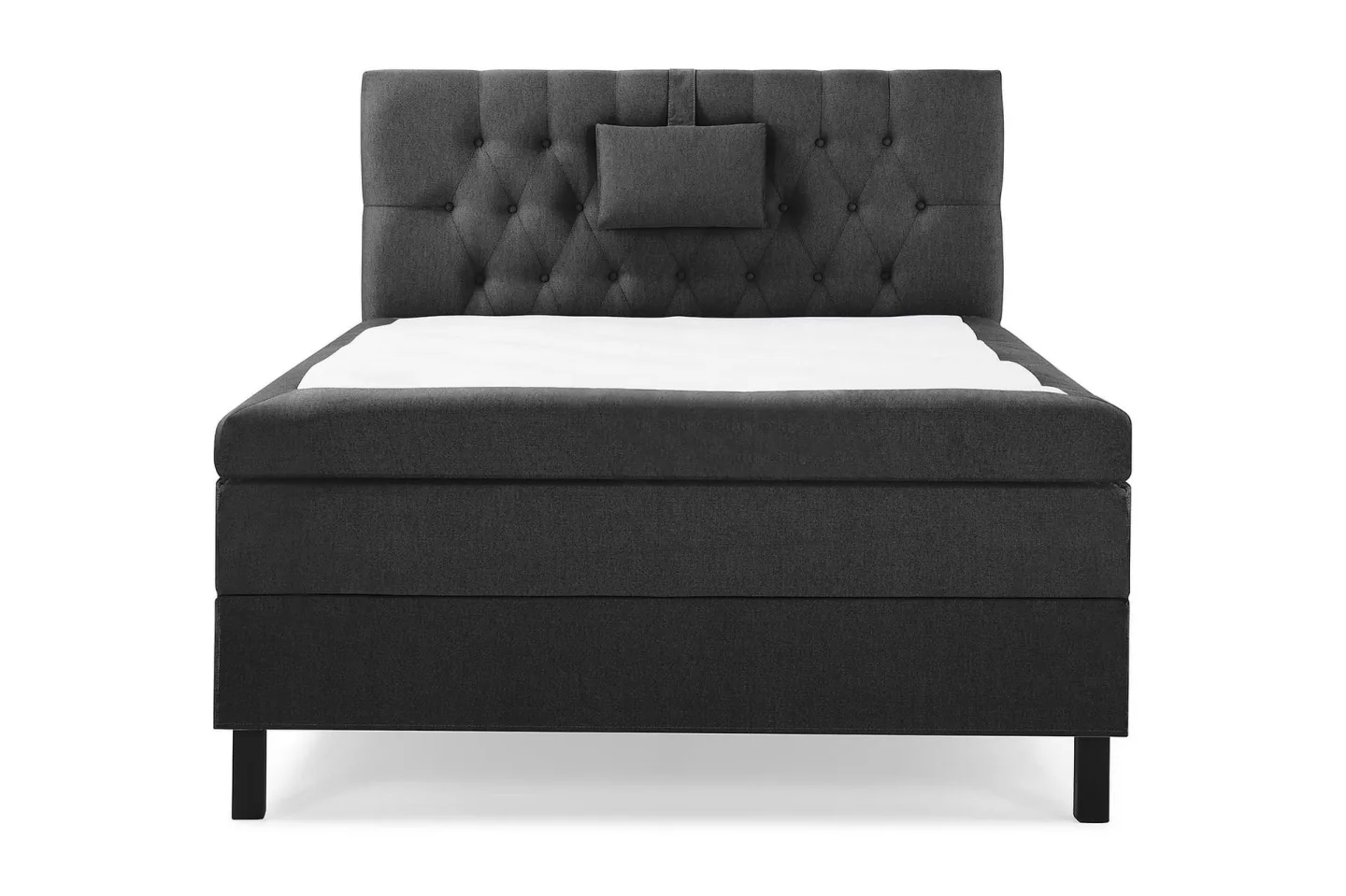 Lucky Komplett Sängpaket 120x200 Polyeter Diamant Sänggavel - Nackkudde Liten Svart/Grå