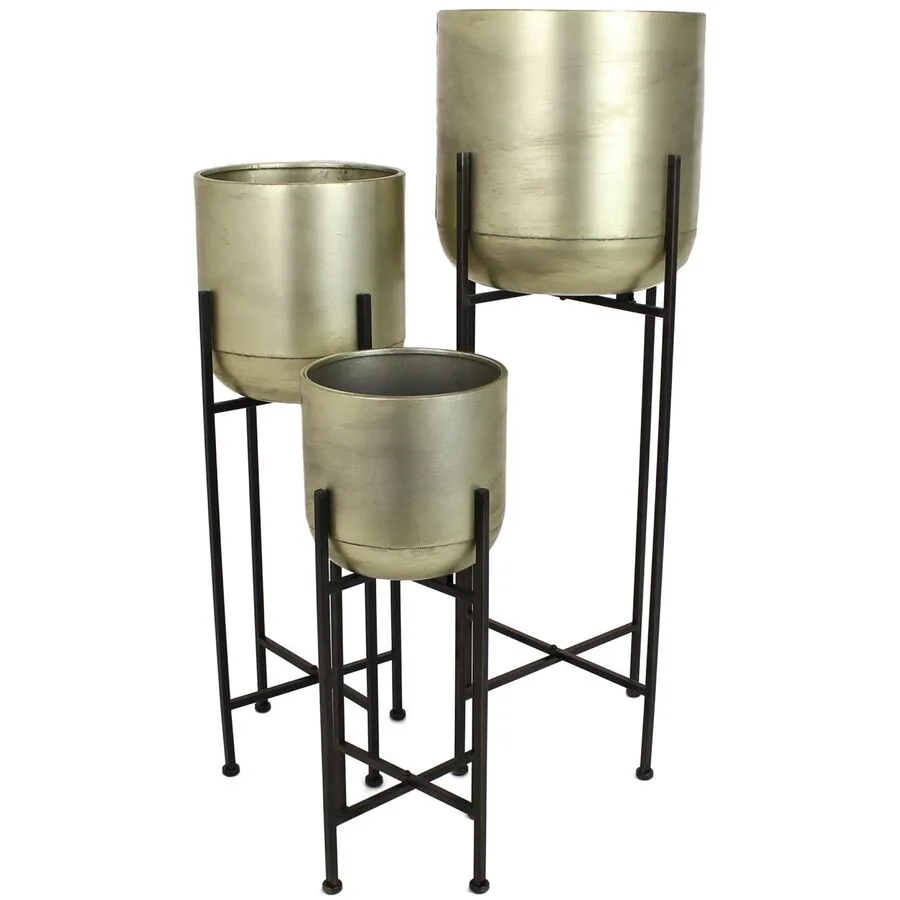 Blumentopf 3er-Set Bloem Beige Metall 91 cm - Farbe: champagner