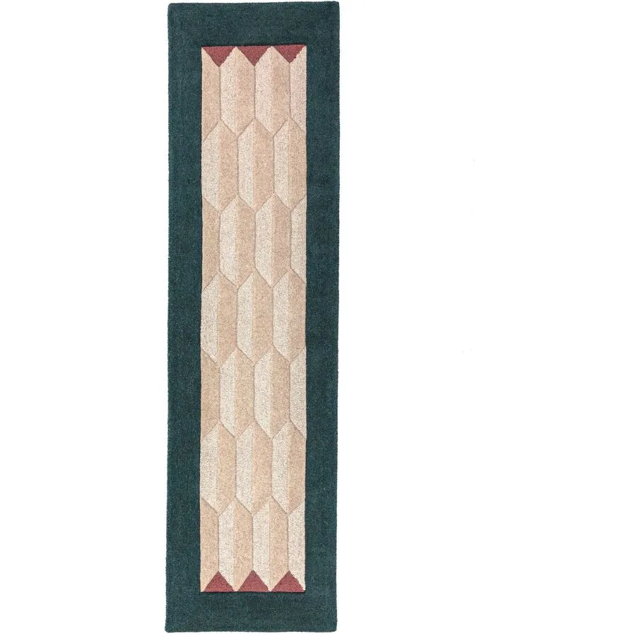 Teppich Auberon TÜRKISGRÜN Symmetrie 100% Wolle 60 x 230 cm