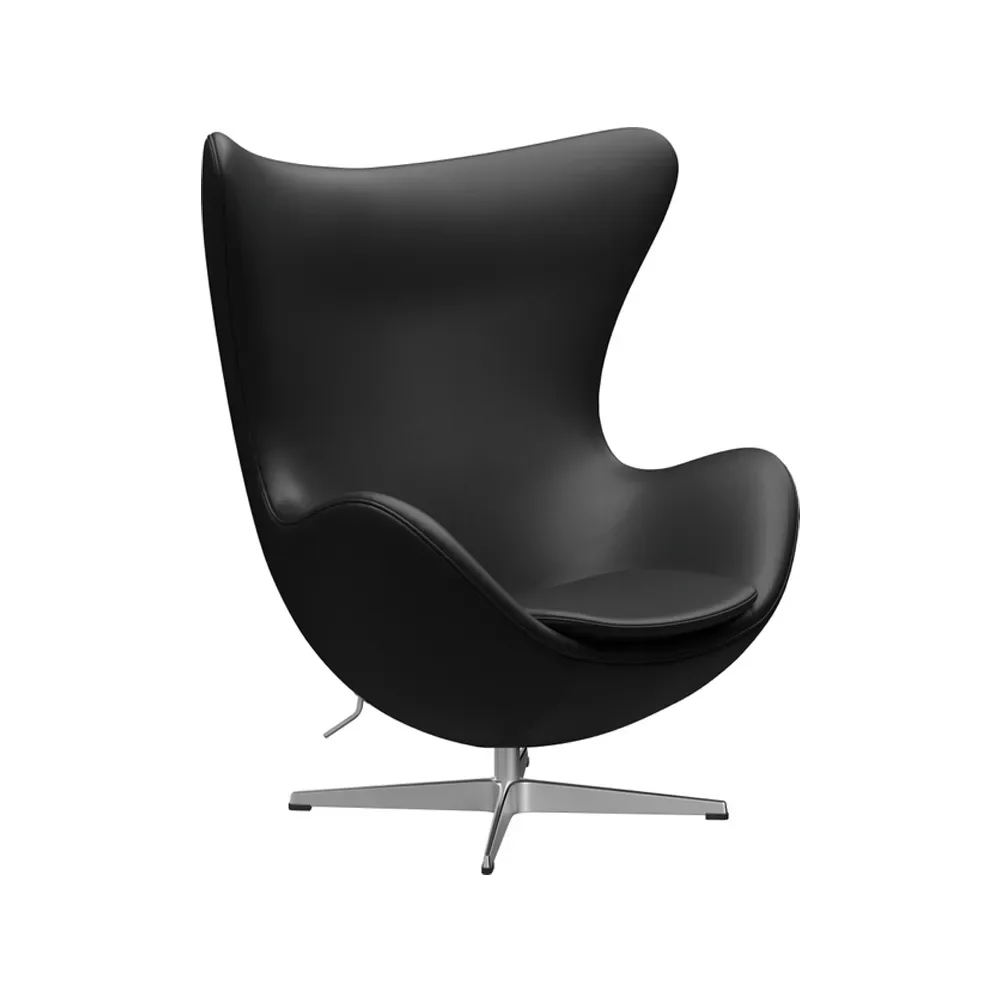 Fritz Hansen Ägget 3316 fåtölj Leather aura black-steel