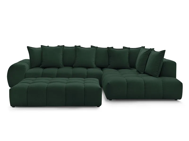 Ecksofa mit Hocker BOBOCHIC EVEREST Stoff mit Textur grün