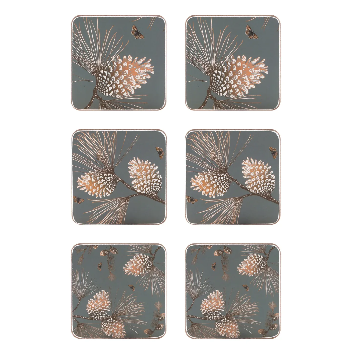 Åry Home Pine Cone glasunderlägg 6-pack Moss grey