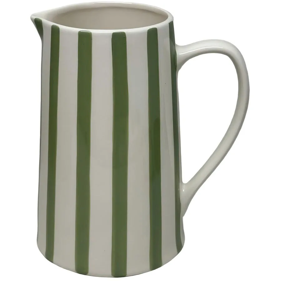 Krug Stripes grün / weiss Keramik B 18 cm H 21.5 cm 2 l