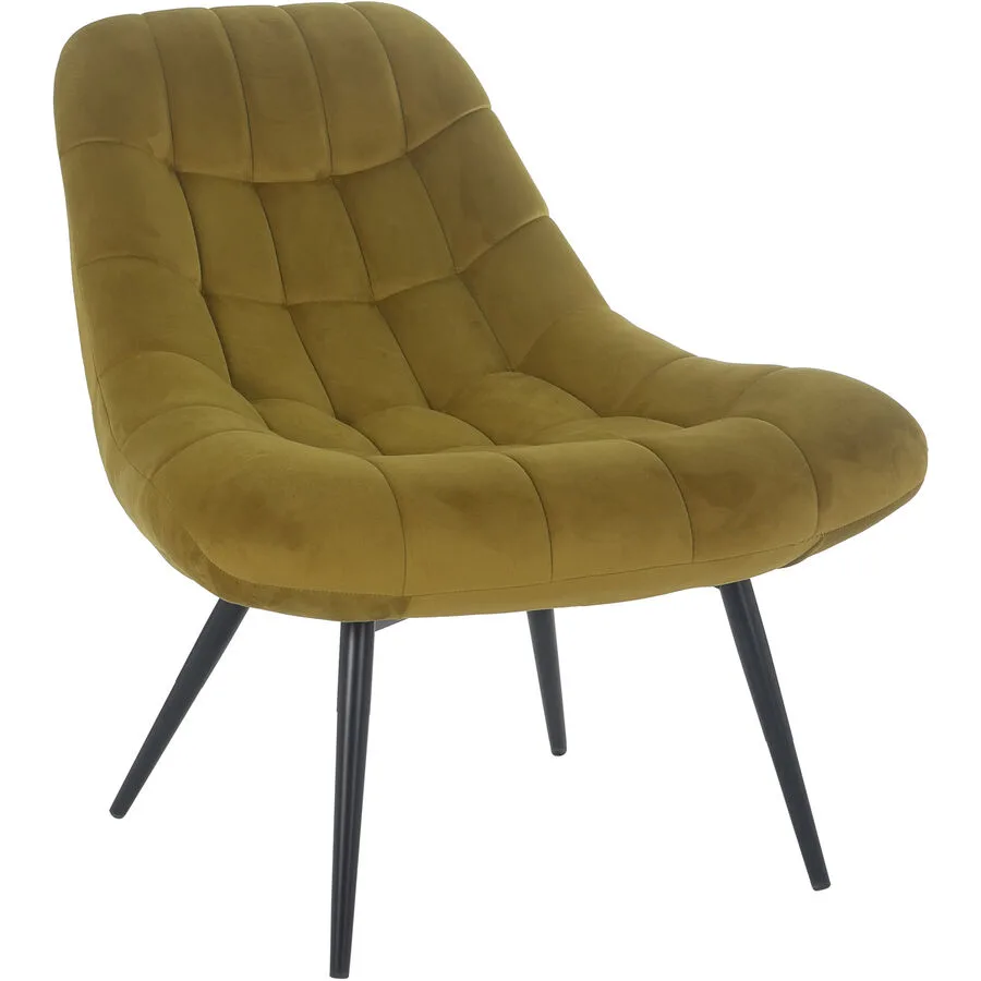 Sessel Bruce Gelb, Schwarz Samt, Metall B 76 cm T 85.6 cm H 85.6 cm