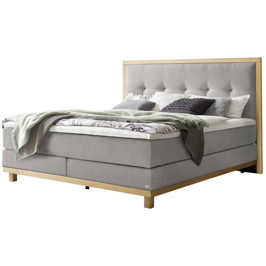 Hasena Boxspringbett Cecilia Light Grey Stoff 180 x 200 cm