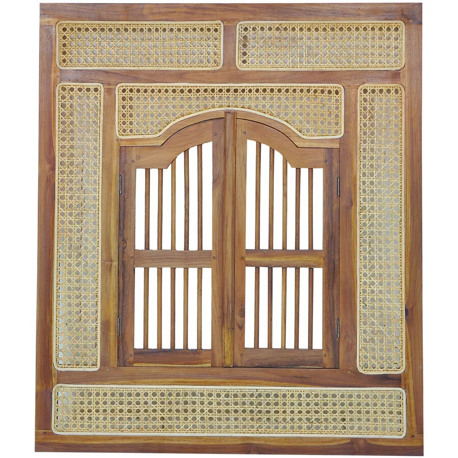 Spiegel Tan Natur Teak/Rattan B 80 H 90 cm