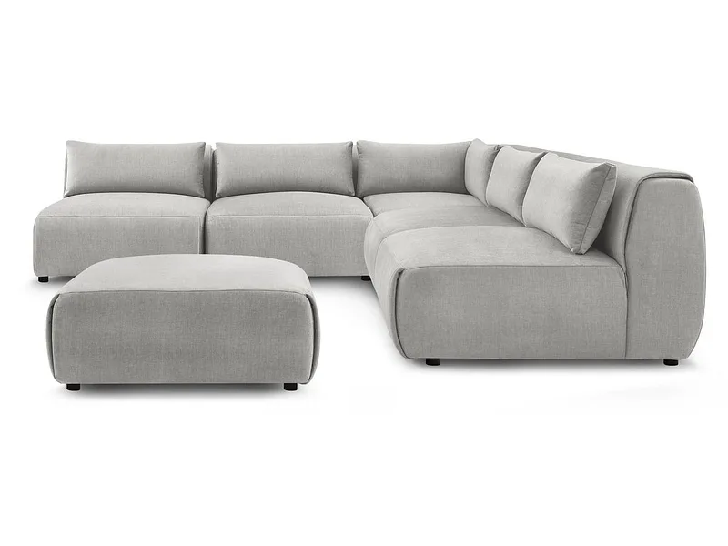 Ecksofa mit Hocker BOBOCHIC JEANNE Samt hellgrau